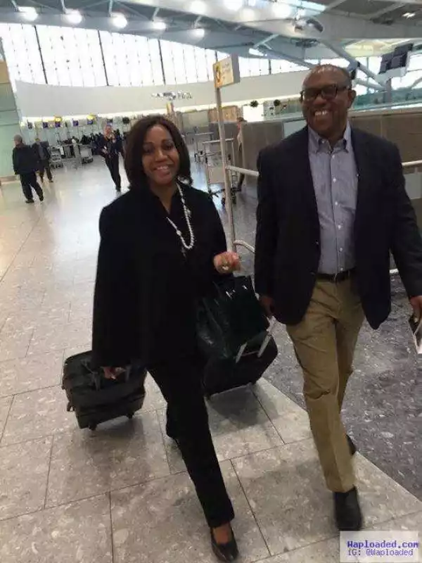 Photos: Ex Governor, Peter Obi And Wife Spotted At Heathrow Airport, London